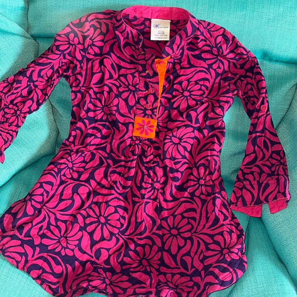 Westside pink Floral dress/tunic size 3-4 years old pink and purple. So Cute!!